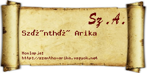 Szánthó Arika névjegykártya